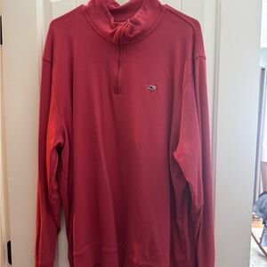 Vineyard Vines Men's Red Zip-Up Sweater